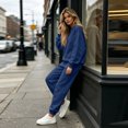 thumbnail image 6 of Resicozy Womens Sweatsuits 2 Piece Set Long Sleeve Crewneck Sweatshirt and Jogger Pants Lounge Sets Navy L, 6 of 7