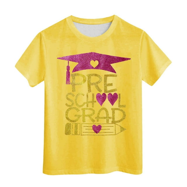 Sunnyoo Kids 2025 Preschool Graduation Tee Top Short Sleeve Crew Neck T-Shirt