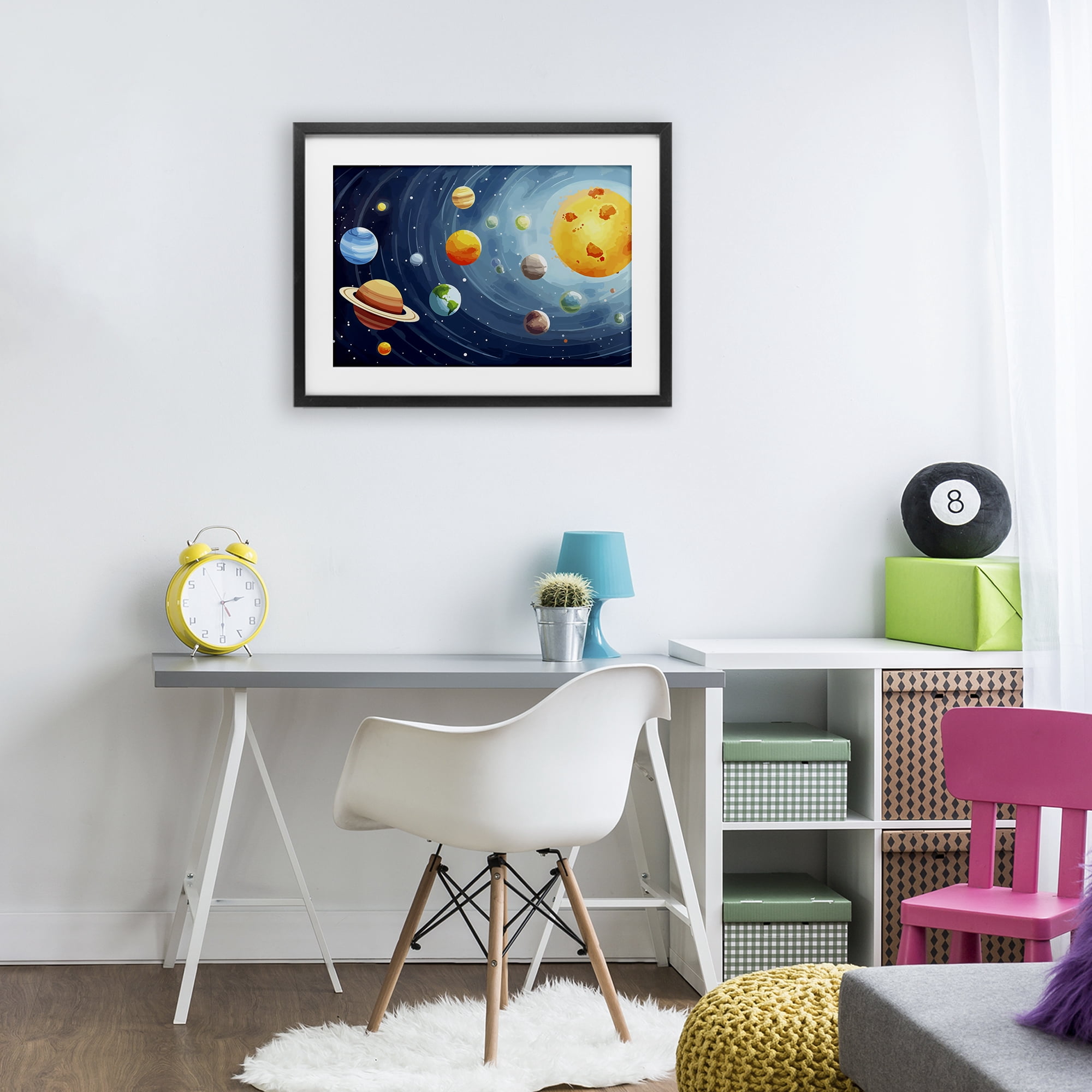 Stupell Industries Solar System Planets Orbit Black Framed Print Under Glass, design by Creative Studio