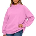 thumbnail image 5 of Mohiass Mock Neck Sweatshirt For Women | Oversized Turtleneck Sweater, Long Sleeve Fleece Pullover Tops, Fall Fashion Clothes Pink XL, 5 of 5