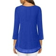 thumbnail image 5 of Vekome 3/4 Sleeve Tops for Women Plus Size Shirts Loose Round Neck Casual Tee Shirts Solid Color Summer Pullover Tops, 5 of 6