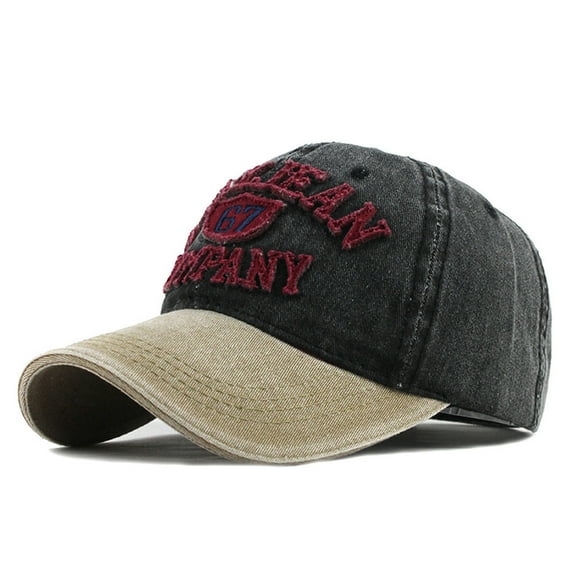 ZHENHONG Womens Baseball Caps Casual Embroidered Denim Hat Cotton Fashion Sun Hat Cozy Letter Visor Hat Black