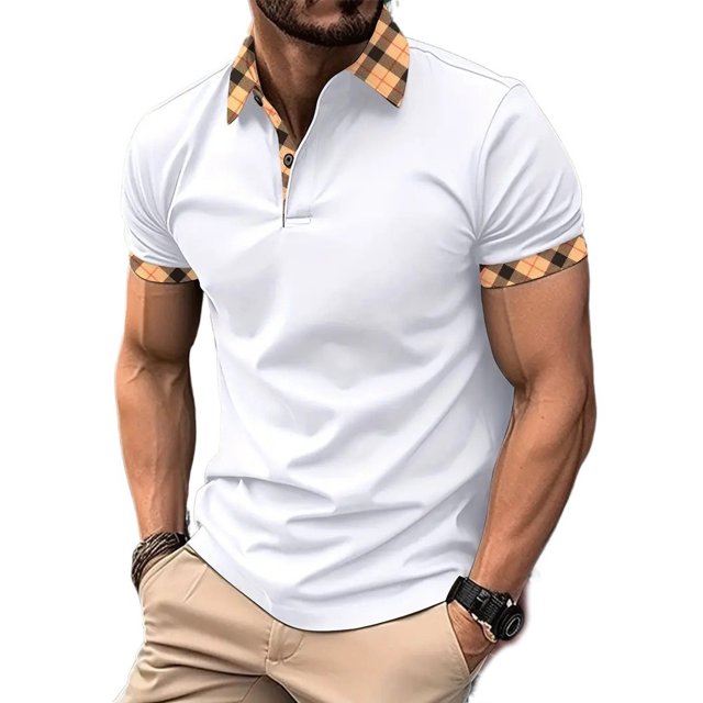 Mens Summer Casual Breathable &Quick Drying Golf Collar Short Sleeved Shirt
