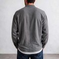 thumbnail image 6 of XuJwPNcy Men Long Sleeve Linen Shirts Casual Mock Neck Button down Tops Fall Beach Vacation Shirts(Gray,3X-Large), 6 of 7