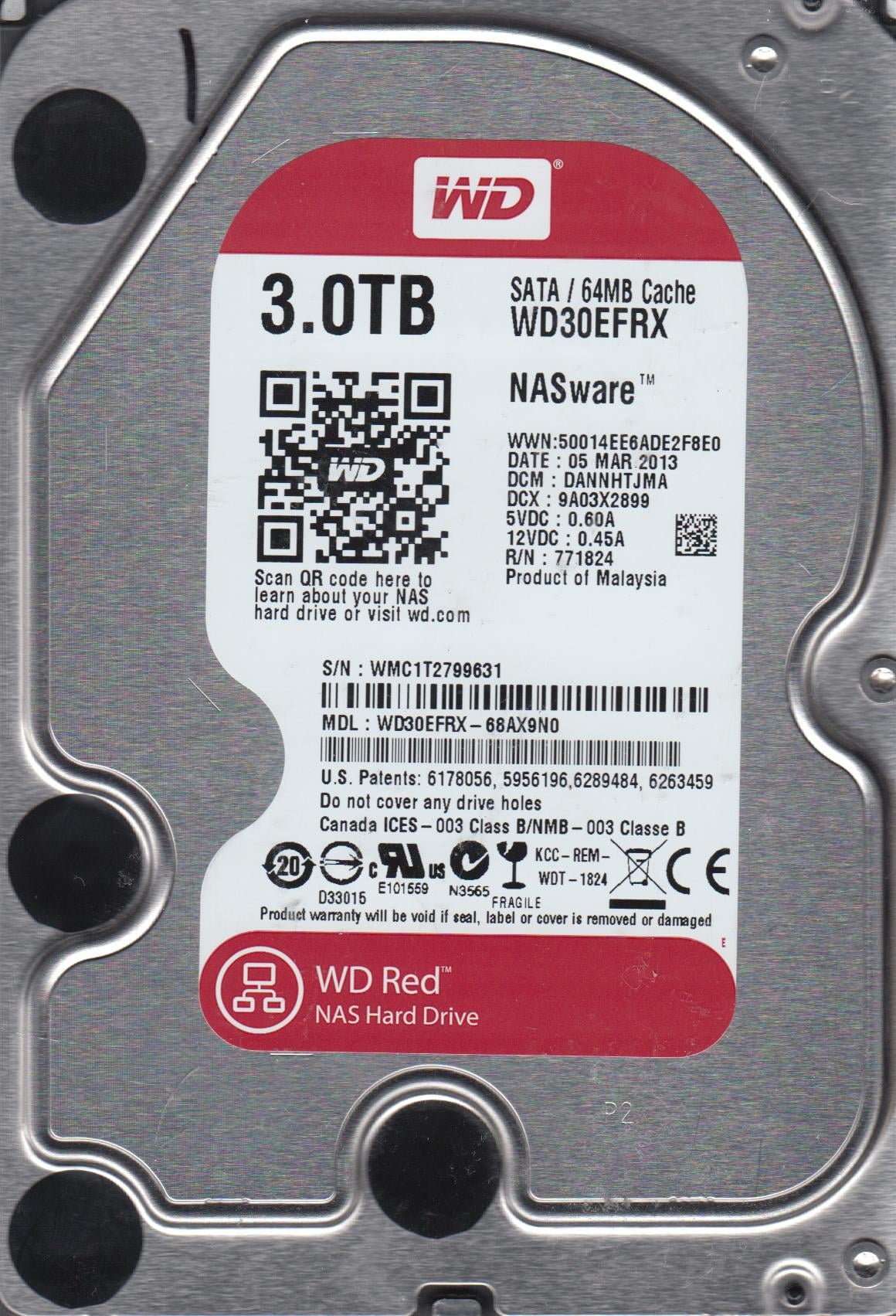 WESTERN DIGITAL RED WD30EFRX-68AX9N0 3TB SATA HARD DRIVE 