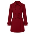 thumbnail image 4 of Wool Coats for Women, Women's Peacoat Double Breasted Pea Coat Mid-Length Dress Coat Warm Winter Overcoat(Wine,XXL), 4 of 8