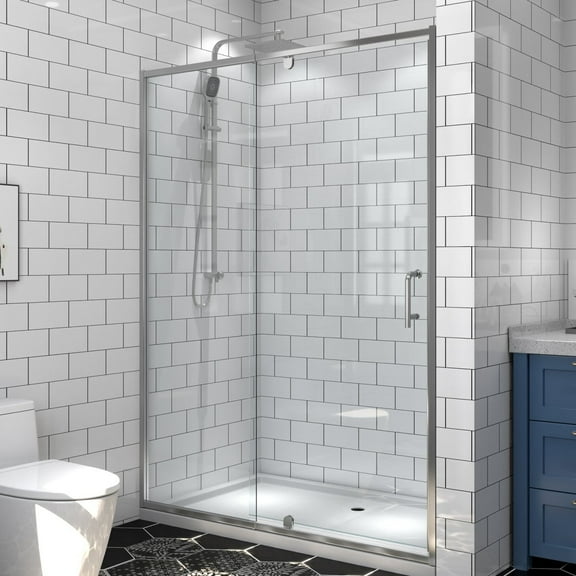 Flexi-B Showers 50-54" W x 71" H Glass Shower Doors Frame,6mm Clear Tempered Glass Panel,Chrome Finish