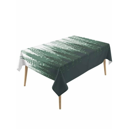Green Forest Table Cloth 54x108 Inch Rectangle Nature Woodland Tree Misty Forest Silhouette Landscape Waterproof Tablecloth Washable Table Cover for Party Picnic Dinner Decor