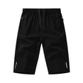 thumbnail image 3 of Eltusu Men's Workout Shorts, Elastic Waist Zipper Pockets Below the knee Drawstring Hiking Shorts Black Size L, 3 of 7