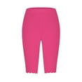thumbnail image 4 of Pink Women's Leggings, Capri Leggings For Women Knee Length Capri Leggings Summer Cropped Pants Casual Solid Comfy Capris,Women's Legging 3XL, 4 of 5