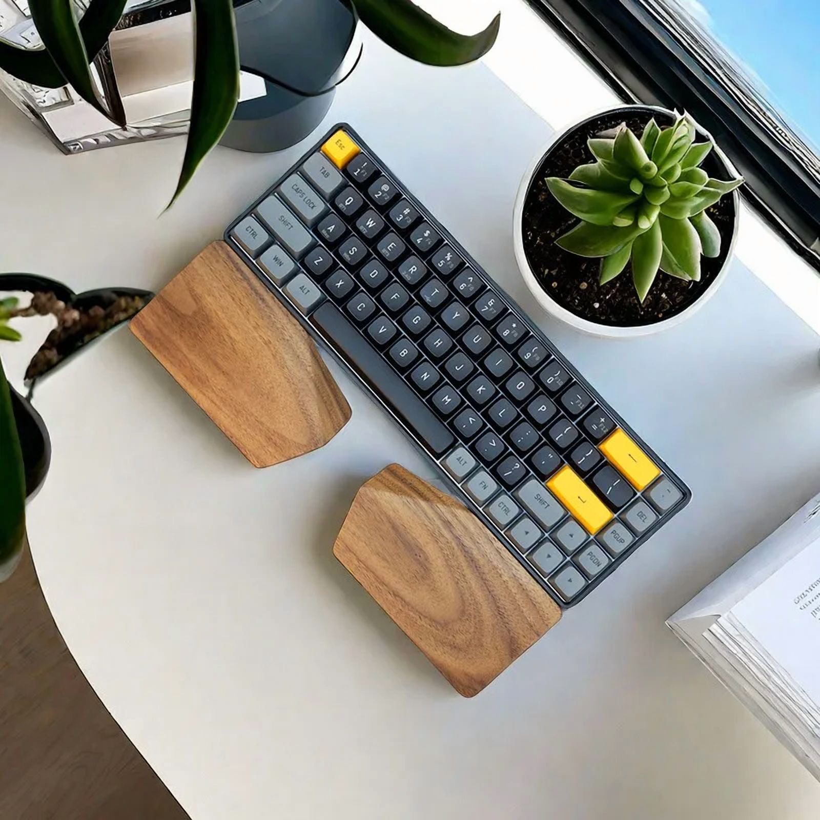 Split Walnut Palm Rest for 65%-75% Alice Mechanical Keyboards Hand Rest Custom Ergonomic Split Keyboard Wrist Rest Wrist Brace