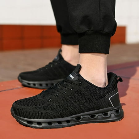 

PhoneSoap Men Shoes Summer Large Size Lace Up Mesh Outdoor Sneakers Non Slip Casual Running Shoes Black