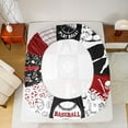 thumbnail image 5 of Homewish Gamer Baseball Football Twin Sheet Sets 3pcs for Kids Teens Adults,Black Red Twin Fitted Sheet Microfiber,Sport Geometric Plaid Breathable Flat Sheet,Lightweight Room Decor, 5 of 7