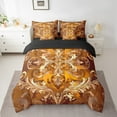 thumbnail image 2 of Erosebridal Boho Damask Bedding Twin Size,Baroque Floral Style Bedding Twin Size,Gold Orange Gothic Theme Bedding Sets Twin Size For Teens,Ultra Soft Room Decoration Reversible,7pcs, 2 of 6