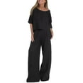 thumbnail image 2 of GZWYHT Two Piece Sets for Women Lounge Sets for Women Women's Casual And Fashionable Pants Beach Set Top Cotton And Linen Two Piece Set Two Piece Sets for Women Summer Sets for Women Black L, 2 of 6