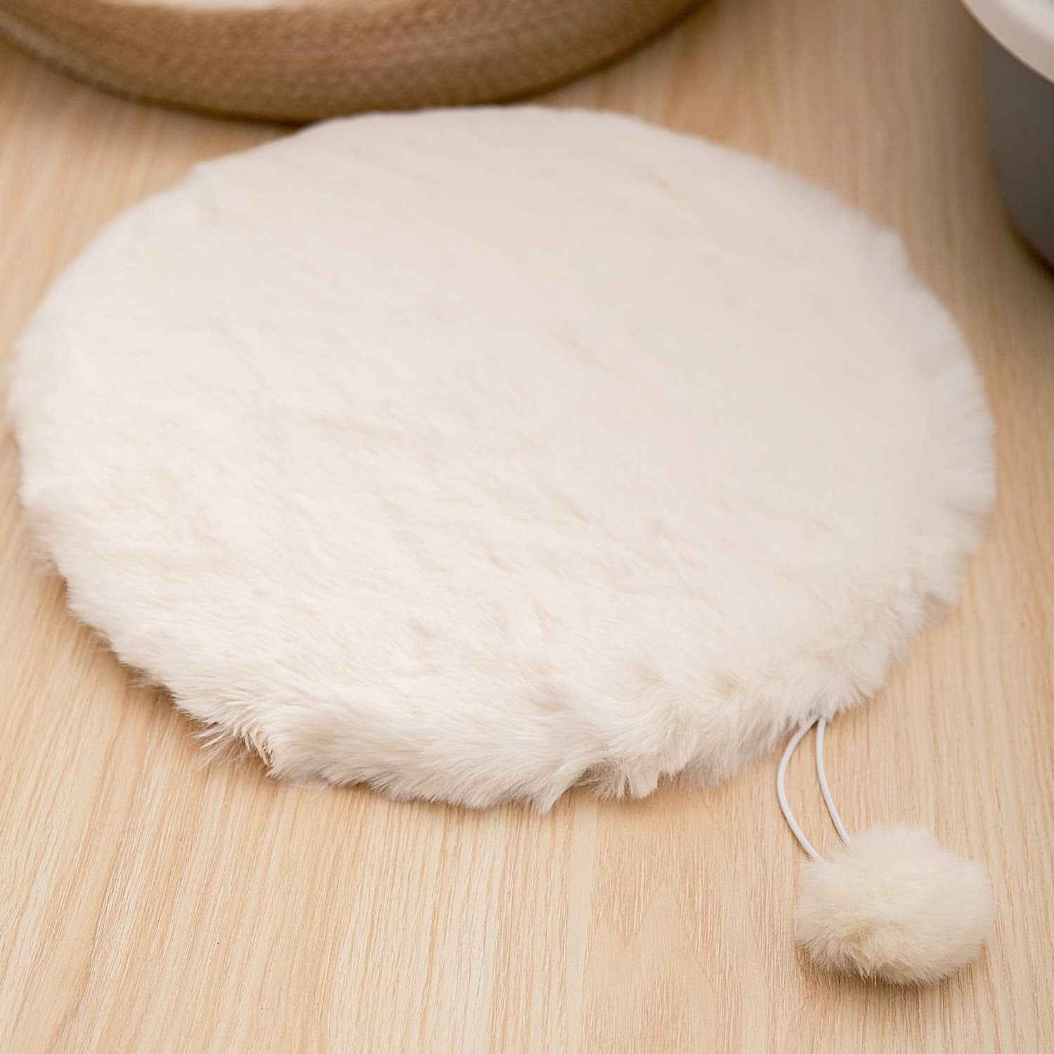 2-Pack 14" Round Faux Rabbit Fur Cat Dog Bed Cushion Pad Mat, Cat Tree Tower Replacement Cushion Pad for Window Perch Carrier House Cage Crate Kennel Furniture
