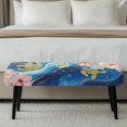 thumbnail image 5 of XYZCANDO Golden Turtle Floral Marble Bench Seat Cover, Easy Clean Long Chair Cover High Elastic Polyester Spandex Long Bench Seat Slipcover for Living Room, 5 of 9
