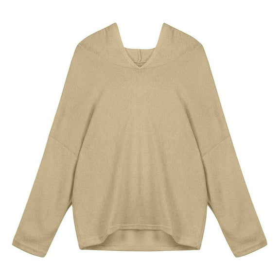 Aloohaidyvio Sweaters for Women,Women Fashion Loose Large Size Solid Color Hood Long Sleeves Sweater Tops