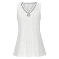 thumbnail image 4 of Baberdicy Cutout Sleeveless Tank Top - Women's Summer Casual V-Neck Strappy Blouse, Breathable Going Out Tee with Eyelet Details (White | L), 4 of 8