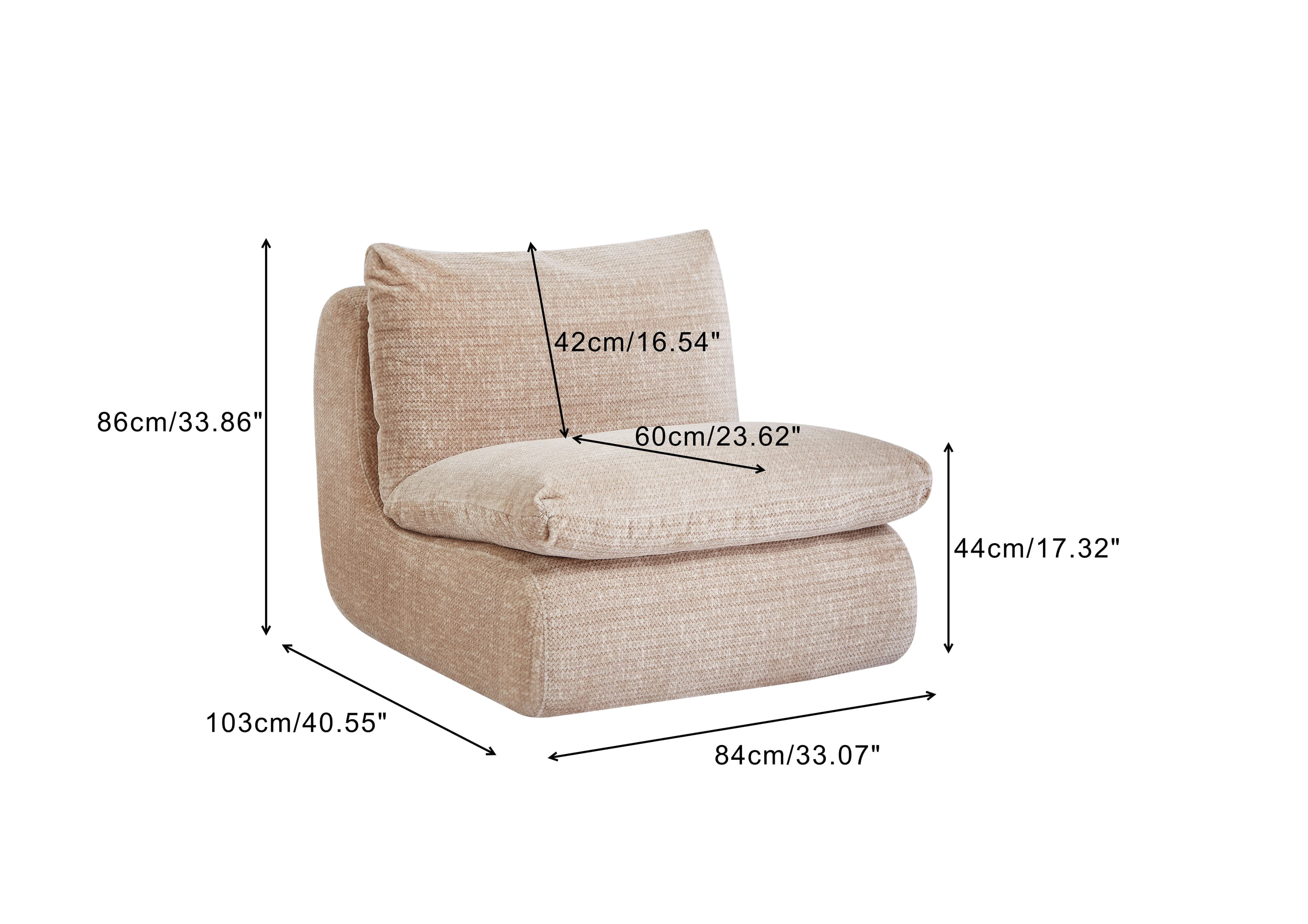 MAYEERTY Modern Full Compression Sofa Chair for Living Room & Bedroom, 33*41*34"Cream