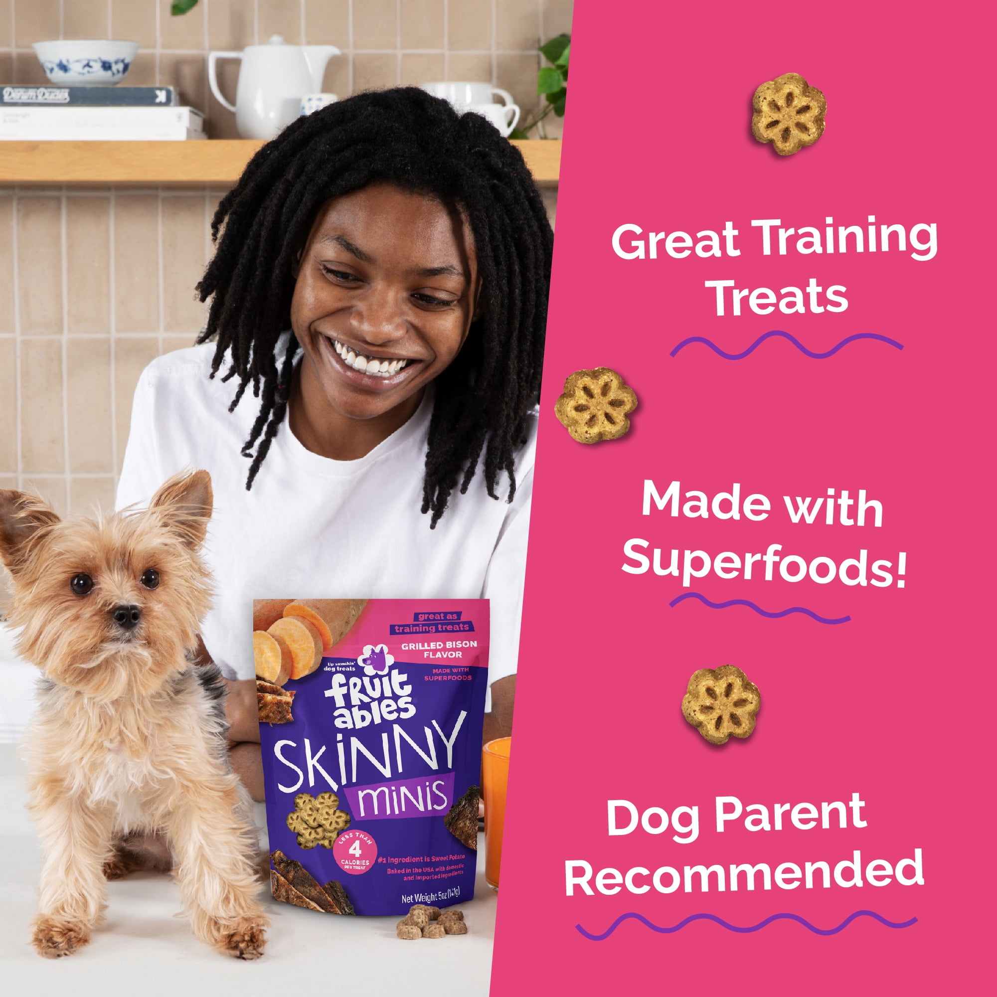 Fruitables Skinny Mini Grilled Bison Treats for Dogs – 12oz