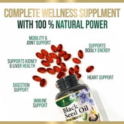 Black Cumin Seed Oil Capsules 1000mg - Premium Nigella Sativa Blackseed, Pure Natural Black Seed Oil & Antioxidant for Skin & Immune Support - Gluten Free, Bottled in USA Supplement - 120 Softgels