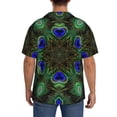 thumbnail image 3 of Pofeuu Peacock Feathers Print Mens Casual Short Sleeve Shirts Beach Summer Spread Collar Pocket Tops Men's Casual Short-sleeved Shirt-Small, 3 of 5