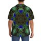 thumbnail image 3 of Balery Peacock Feathers Camisa Casual de Manga Corta con Botones para Hombre, Texturizada, Estilo Cubano, para Playa, Verano-Medium, 3 of 5