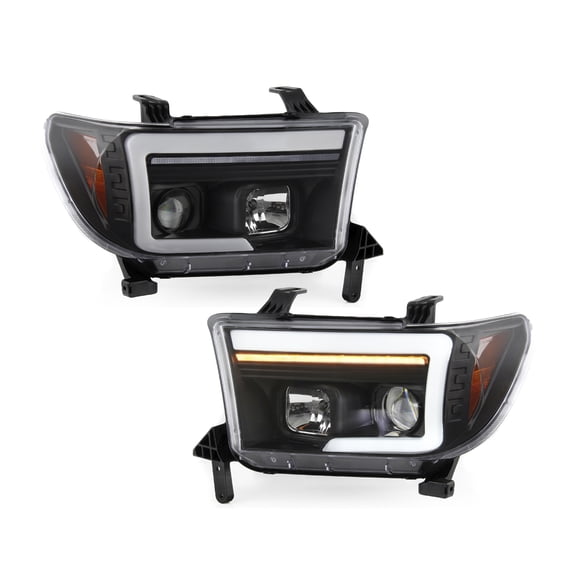AKKON - Fits 2007-2009 Toyota Tundra / 2008-2010 Sequoia Projector Headlights [Sequential LED DRL Upgrade]- Black
