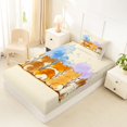 thumbnail image 2 of Manfei Watercolor Corgi Twin Fitted Sheet, Splash Ink Bedding, Cream Orange, 2-Piece, 1 Fitted Sheet and 1 Pillowcase, 2 of 6