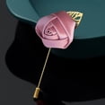 thumbnail image 4 of Gentleman's Suit Flower Brooch Handmade Lapel Pin Boutonniere Stick Corsage Accessory Multicolor Rose Satin Tuxedo Groom Wedding Banquet Party, 4 of 8