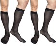 thumbnail image 2 of Gustave 2 Pairs Mens Over the Calf Thin Dress Socks Breathable Silk Sheer Casual Formal Business Socks Nylon Stockings - Black, 2 of 6