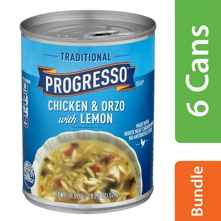 (6 Pack) Progresso Soup Traditional Chicken & Orzo with Lemon Soup 18.5 oz