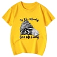 thumbnail image 1 of NINGMENG Hauts et T-Shirts pour Filles Enfants Mignon Raton Laveur Imprimé Animal Col Rond Manches Courtes Chandail T-Shirts Extérieur, Jaune, 5-6 Ans, 1 of 4