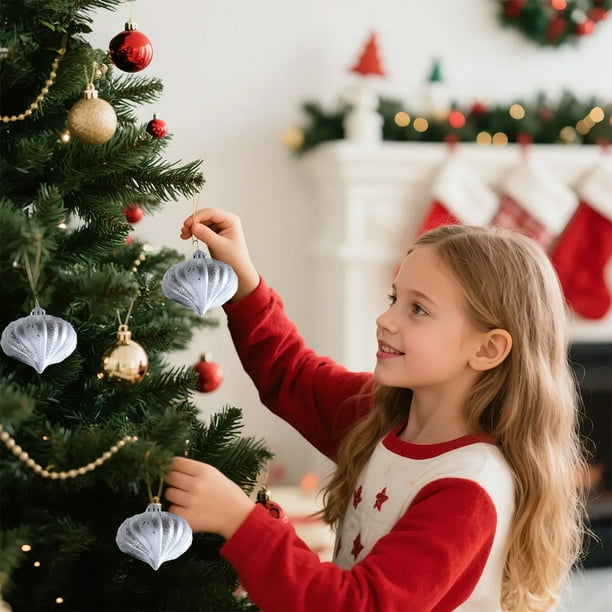 Juego de baratillas navideñas, adornos decorativos colgantes, esferas con lazos, decoraciones para árboles de Navidad para celebraciones festivas