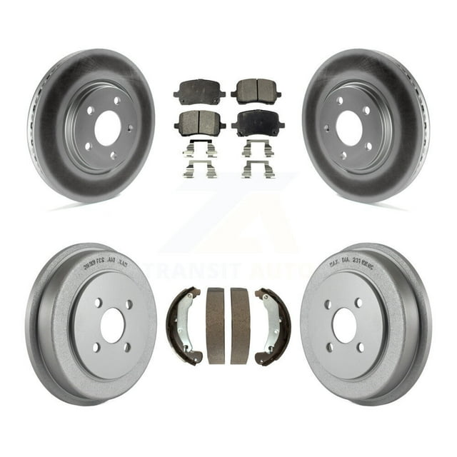 Transit Auto Front Rear Coated Disc Brake Rotors Ceramic Pads and Drum Kit for Car 2006 Pontiac Pursuit with Brakes KGT-102568