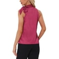 thumbnail image 3 of INSPIRE CHIC Women's Satin Tank Tops Sleeveless Bow Tie Neck Solid Work Blouses XS Hot Pink, 3 of 5