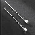 thumbnail image 6 of Anvazise Fashion Women Small Geometric Cube Long Dangle Chain Earrings Party Jewelry Platinum, 6 of 13