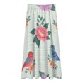 thumbnail image 2 of Floral Bird Pattern Pretty Pastel Women High Waist Midi Skirt Elegant Midi Skirt High Waist A-line for Women, 2 of 4