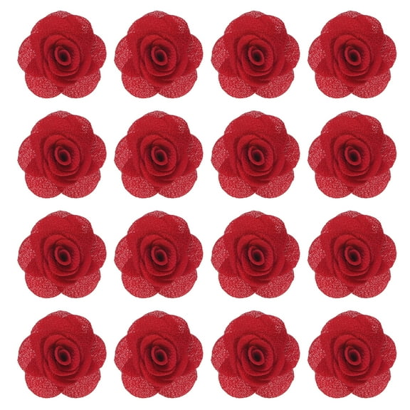 Uxcell 16-Pack Camellia Flower Lapel Pin for Men Suit, Brooch Pins Handmade Boutonnieres for Men Women Suit [Bright Red]