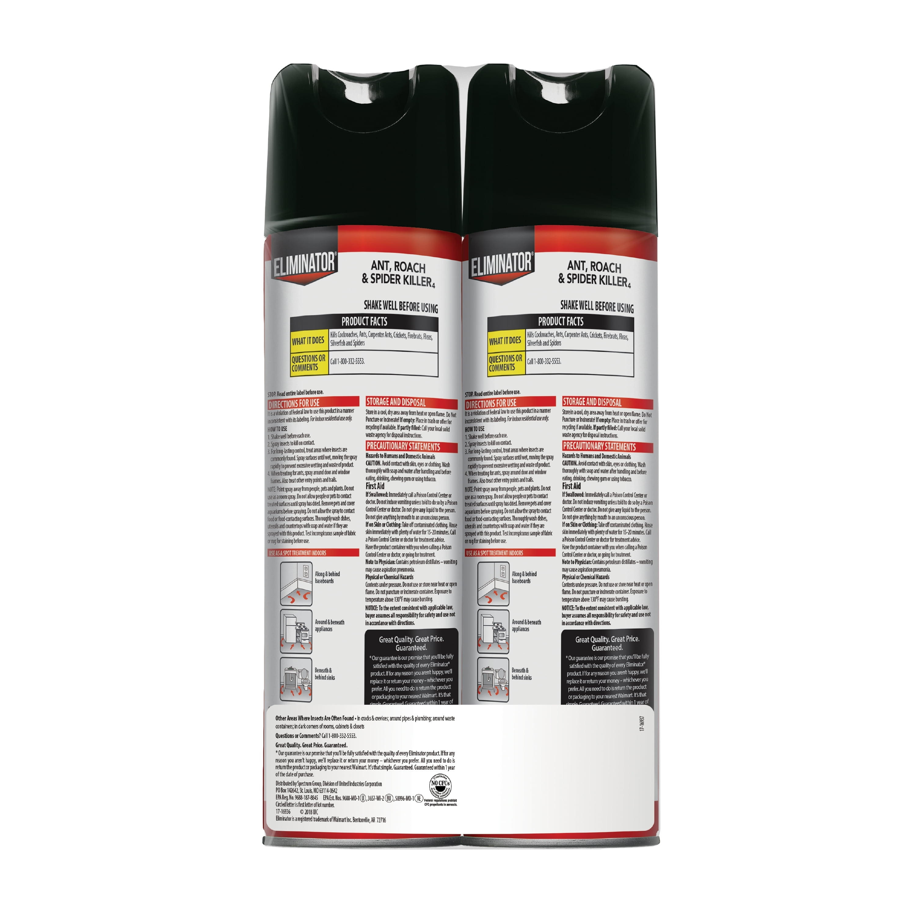 Eliminator Ant, Roach & Spider Killer4, Aerosol Spray, 2/20Ounce