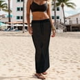 thumbnail image 2 of WENWU Women's Solid Crochet Swim Skirt Bikini Cover Up Elastic Waist Swimsuit Coverup Long Beach Cover Ups Tassel Skirt Pleated Skirts for Women plus Size, 2 of 5