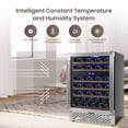 thumbnail image 4 of Wine Cooler with 51 Bottle Capacity Dual Zone 24" Wine Cooler, Quiet Compressor, Seamless Stainless Steel Design, and Temperature, 4 of 9