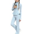 thumbnail image 3 of FAIWAD Girls Yoga Sets 2 Piece Outfits Long Sleeve Zip up Jacket and Leggings Athletic Gym Set, 3 of 8