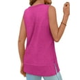 thumbnail image 4 of MOSHU Summer Tank Tops for Women Round Neck Sleeveless Plus Size Tops Slit Side Stiching Womens Shirts, 4 of 8