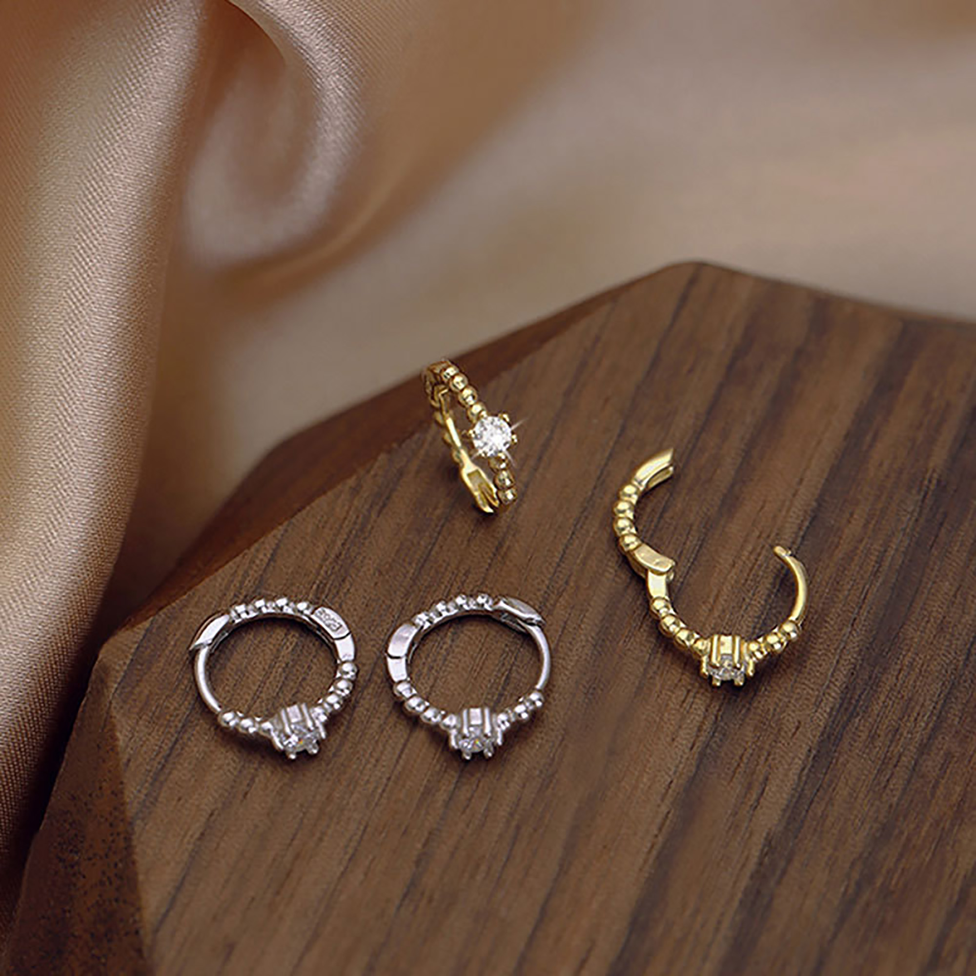 CZ Stone Hoop Earring For Women Dainty Small Huggie Hoop Earrings Gold  plated Sterling Silver Earrings Fashion Jewelry Gift for Women