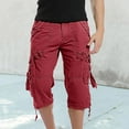 thumbnail image 2 of SHIXIAOO Men's Spring and Summer Leisure Sports Solid Color Pocket Trouser Leg Hanging Rope Tool Minute Shorts, 2 of 5
