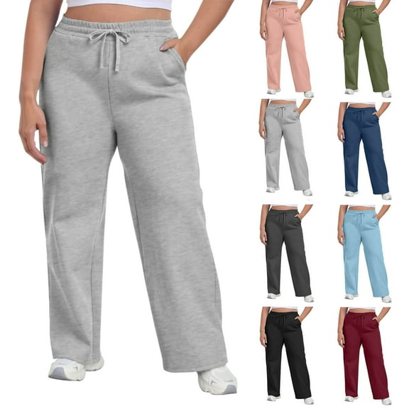 Plus Size Sweatpants for Women with Pockets Elastic Waist with Drawstring Pants Pants for Women Joggers Pants Casual Soft Sweatpants Lounge Pants on Clearance