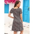 thumbnail image 4 of Chiclily Women's Summer Dresses Casual T Shirt Dresses Fancy Peachy Leopard XL Short Sleeve Flowy Beach Sundress with Pockets, 4 of 7
