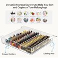 thumbnail image 5 of Multifunctional Use Plastic Storage Drawer Cart, Makeup Organizer and Storage with 10 Large Clear Drawers, Utility Wooden Rolling Cart on Wheels, for Cosmetic, Art Craft, Parts, White, 5 of 8